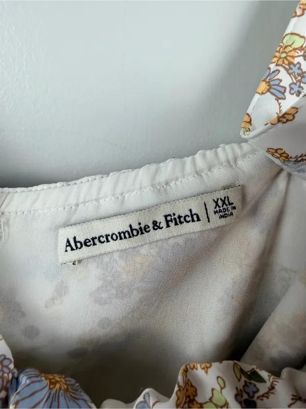Abercrombie & Fitch floral Cinched Neck Slip Midi Dress Side Slit SIZE XXL - Image 7