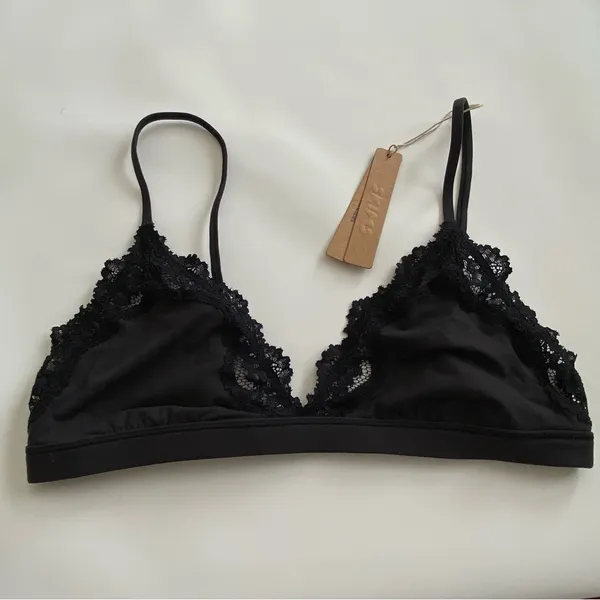 SKIMS Fits everybody Lace Triangle Bralette- NWT Onyx Size‎ L - Image 6