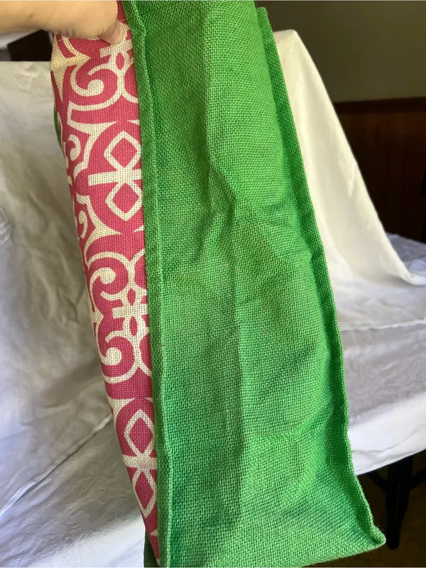 Masters Pink & Green Patterned Tote Bag with Yellow Logo - Image 10