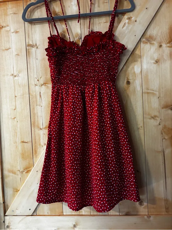 Princess Polly‎ Stacey Mini Dress Red Heart Print Ruffle Smocked Size 2 - Image 7