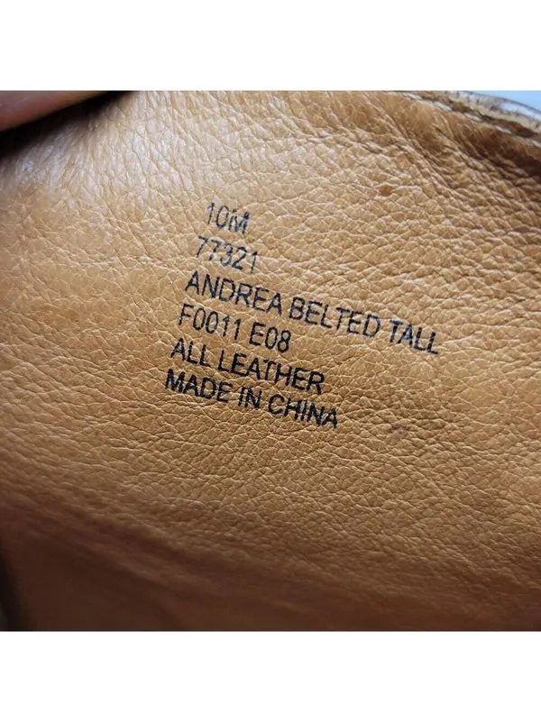 Frye Andrea Belted Tall Full Zip Brown Leather Riding Boot Size 10M 77321 - Image 3