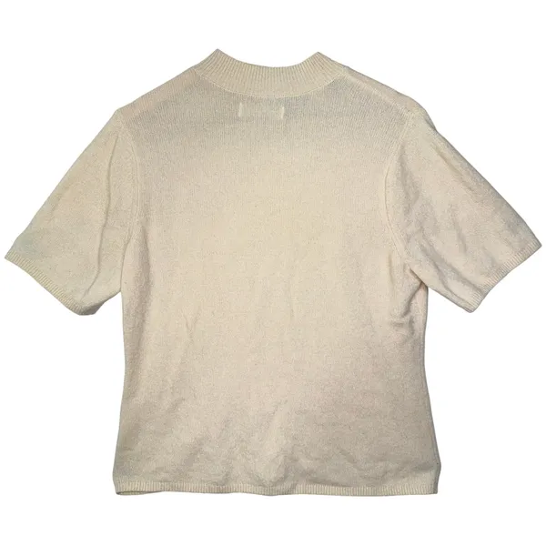 Abercrombie & Fitch Cream Merino Wool Knit Short Sleeve Crewneck Sweater Size XL - Image 2