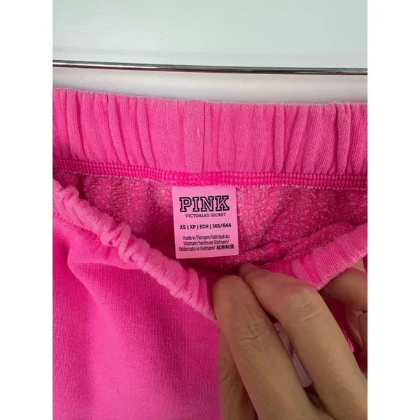 PINK Victoria’s Secret Pink Fleece Shorts Lounge Drawstring side Logo - XS - Image 2