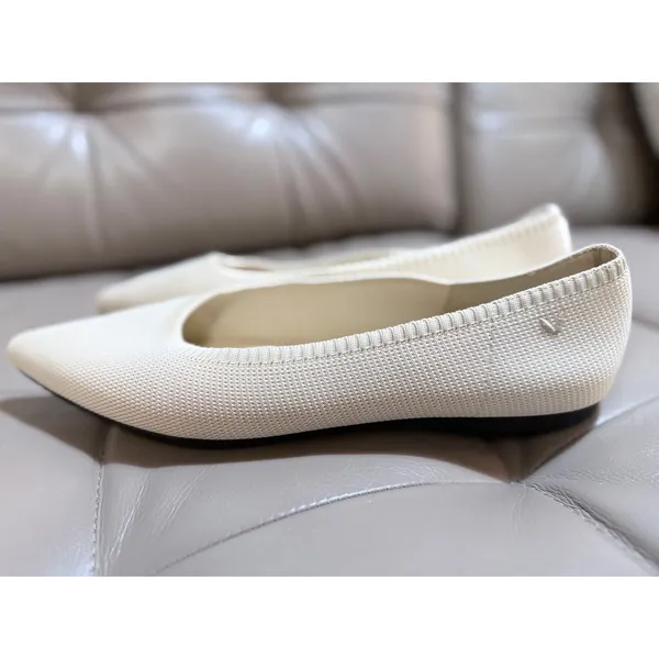 Vivaia Ballet Flats Aria 5.0 Pointed Toe Cream Ivory Knit Shoes Womens 43 - Image 6