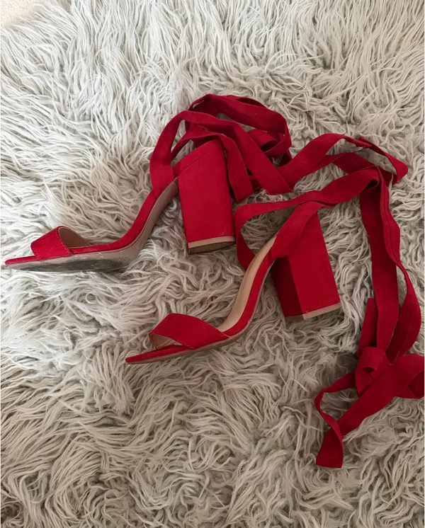 Lulus Red Lace-Up Heels - Image 5
