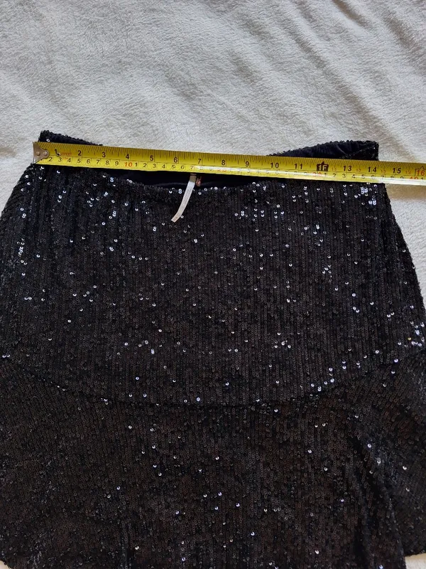 Free People FP One Extraordinarily Extravagant Black Sequin Mini Skirt M Flounce - Image 4