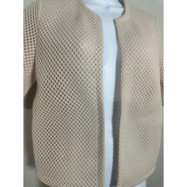 COS Womens Beige Mesh Waffle Knit Short Sleeve Open Front Bolero Jacket Size S - Image 2