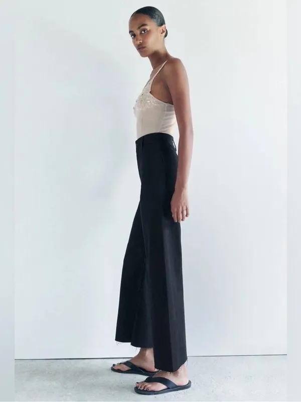 ZARA The Marine Straight Jeans in Black Size 6 - Image 2