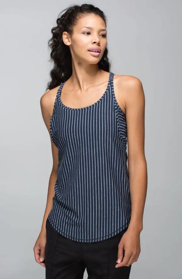 Lululemon Vita Racer Tank - West2east Stripe Inkwell Heathered Medium Grey - 4 - Image 3