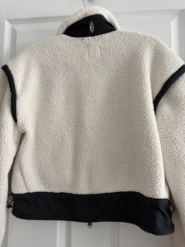 Free People Fleece Jacket XS Ivory & Black - Image 4