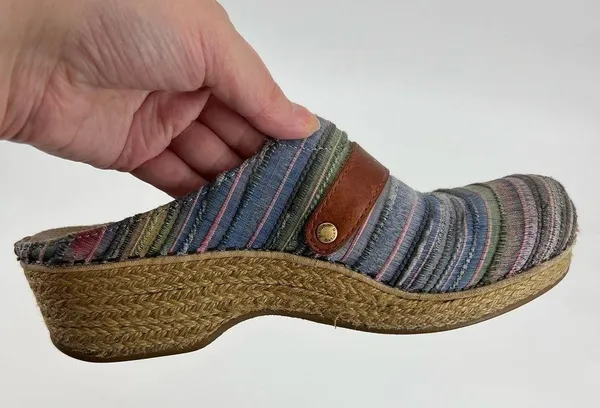 Dansko Women's Espadrille Mule Clog Shoes Multicolor Striped Wedge - Image 6