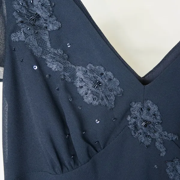 Vintage Y2K J.B.S. Black Lace Midi Dress - Image 7