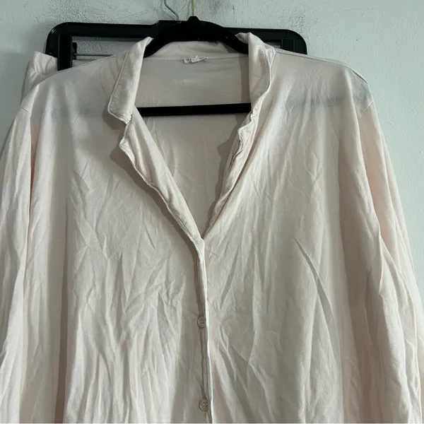 Skin Organic Pima Cotton Long Pajama Set Pink Size 4 XL - Image 7