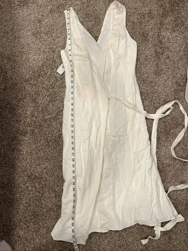 Fame and Partners Linen Blend Wrap Dress in Off White Color US Size 0 NWT - Image 10