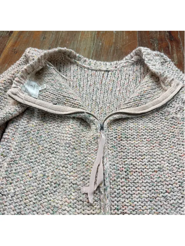 Ruby Moon Chunky Knit Speckled Sweater Tunic Wool Blend Back Zip Medium - Image 12