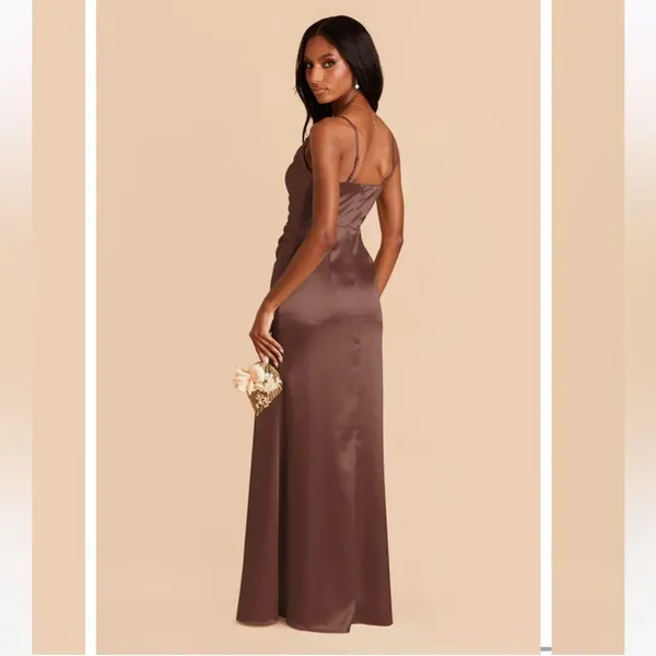 Birdy Grey Lydia Shiny Satin Chocolate Brown Maxi Dress NEW Size XXL Bridesmaid - Image 2