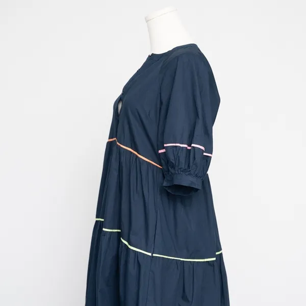 English Factory | Short Puff Sleeve Dress with‎ Piping Detail - Image 12