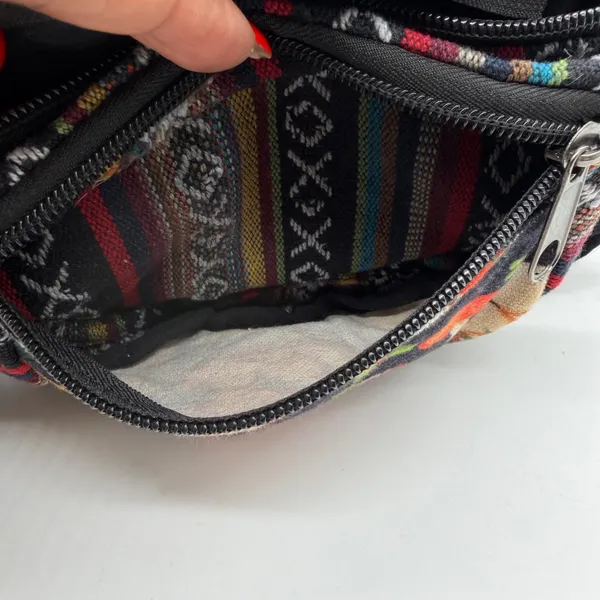 Boho Mushroom Woven Waist Pack Festival Hip Bag Multicolor Striped Fanny Pack - Image 12
