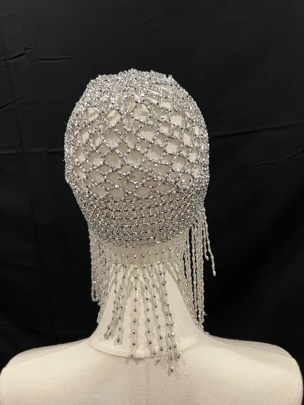 Silver rhinestone headpiece with fringe Size undefined - Image 4