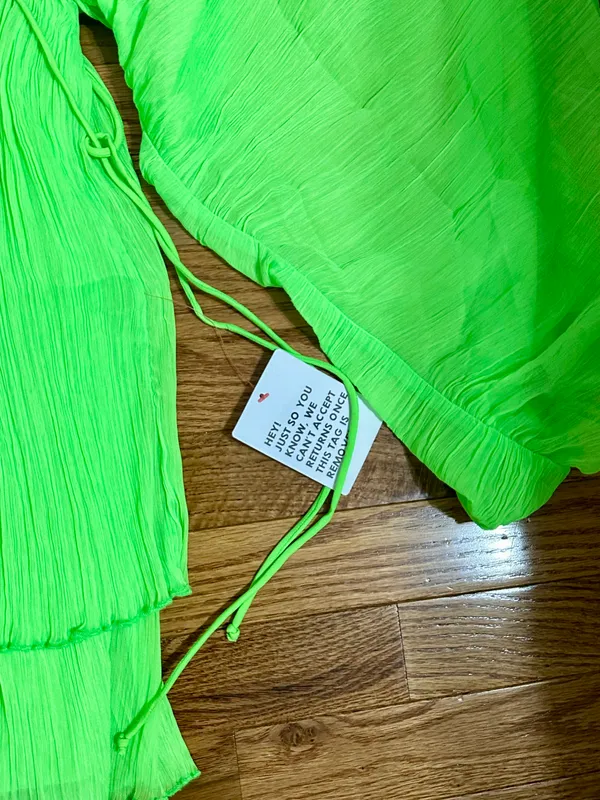 Neon Green Design Trapeze Mini Dress XS - Image 6