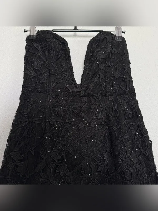 NWT Selfie Leslie Time Of My Life Applique Mini Dress Black Large - Image 3