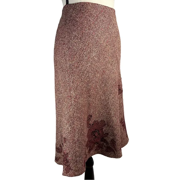 Vintage Express Burgundy Tweed Floral Appliqué Skirt | Y2K | Size 1/2 - Image 10