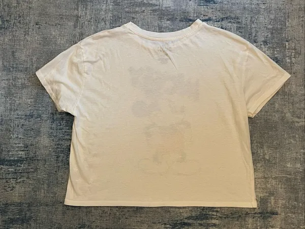 Disney White Blue Mickey Mouse Relaxed Fit Cropped Length Short Sleeve Tee XL - Image 2