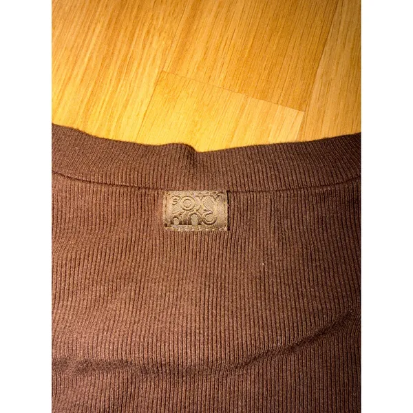 Foxy Kind Oversized Boyfriend Ribbed Tee Brown Short Sleeve Crew Neck Top S/M - Image 6