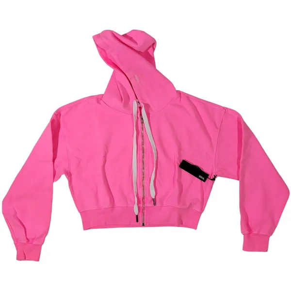SOUL Cropped Zip‎ Up Hoodie Bright Pink Athletic Casual Womens Size S - Image 6