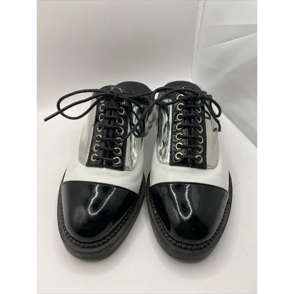 Jeffrey Campbell Lebovit Mule Low Heel Womens Sz 6 Open Back Shoes Silver Black‎ - Image 2