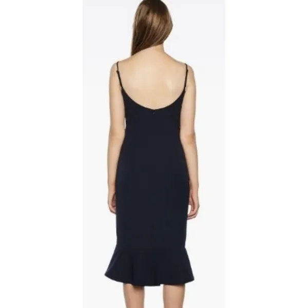 Bardot Kristen Peplum Cocktail Dress Black Spaghetti Strap Fit Flare Size 12 - Image 2