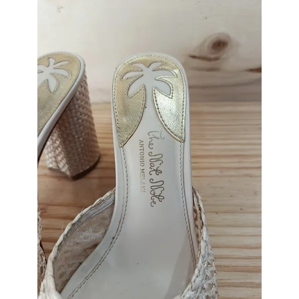 Antonio Melani x The Nat Note Woven Raffia Mesh Block Heel Mules Size 7.5M - Image 8