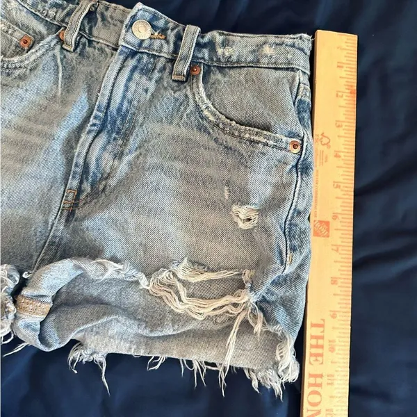 Zara Blue Jean Shorts Distressed Vintage Style 0 - Image 6
