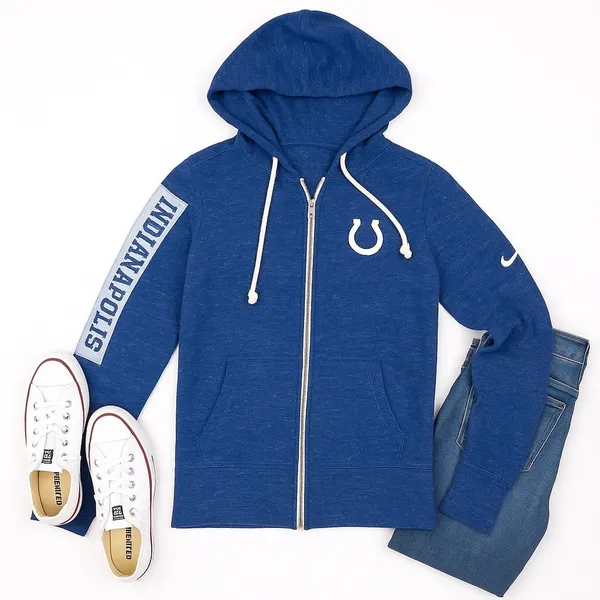 Nike NFL Indianapolis Colts Dri-FIT Full Zip Hoodie Blue Women’s XS Athletic EUC - Image 4