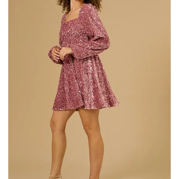NEW Altar’d State Pink Sequin Holiday Dress Plus Size Medium NWT - Image 2