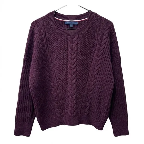Tommy Hilfiger size L cable-knit dark berry sweater. - Image 2