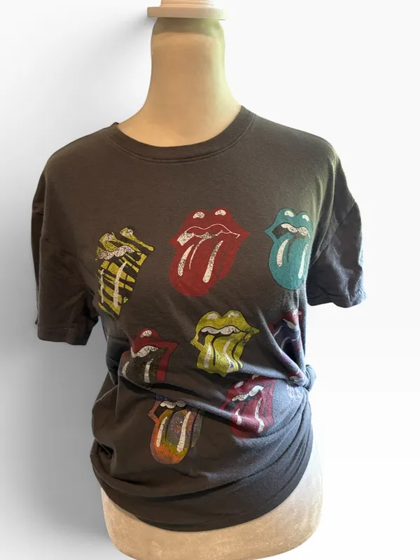 the Rolling Stones Gray Short Sleeve Tee with Multicolor Tongues - Image 3