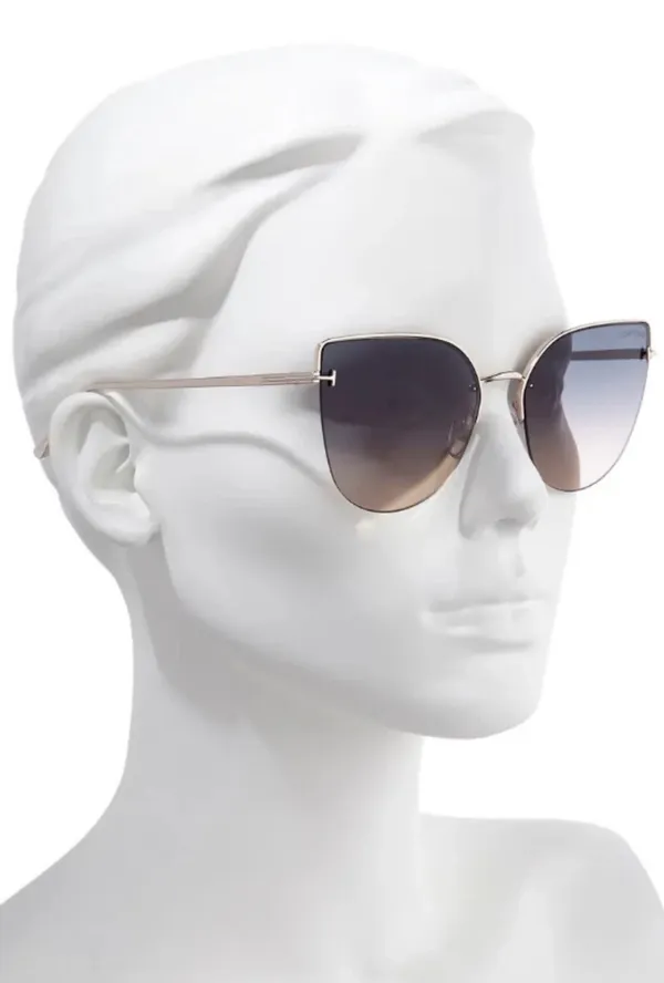 Tom Ford Ingrid-02 TF 652 28P Cat-eye gradient smoke sunglasses rose gold metal frame - Image 18