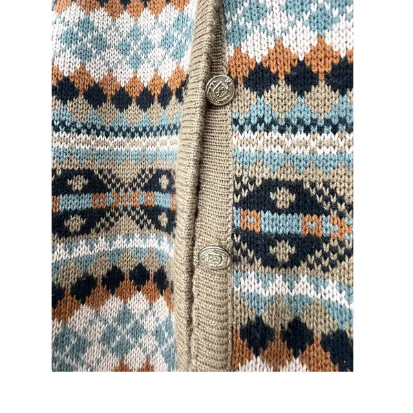 Tally-Ho Vintage L Aztec print cardigan wool blend Cardigan Knit 70's Womens - Image 4