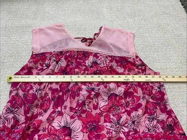 Free People Angelica Printed Tunic Mesh Top Pink Floral Blouse Sleeveless XS/TP - Image 12