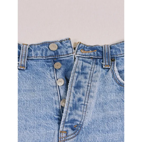 Abercrombie & Fitch Dad Short High Rise Size 25(0) Blue Raw Hem Distressed Denim - Image 7