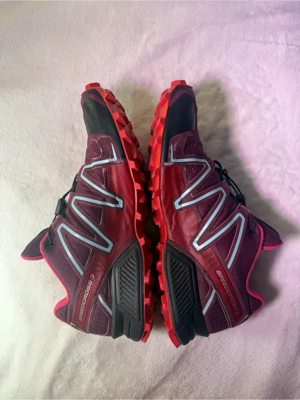 Salomon Women's Trail Running Shoe - Burgundy with Pink and Aqua Accents - Image 8