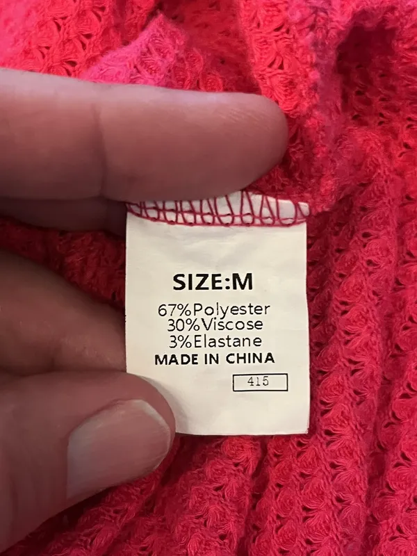 Dokotoo Sweater Womens Medium Pink Waffle Knit Long Sleeve Pocket Pullover - Image 8