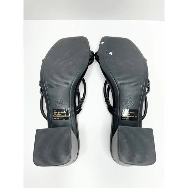 A new day Sandals Strappy Black‎ Block Heel Size 9.5 Square Open Toe - Image 8