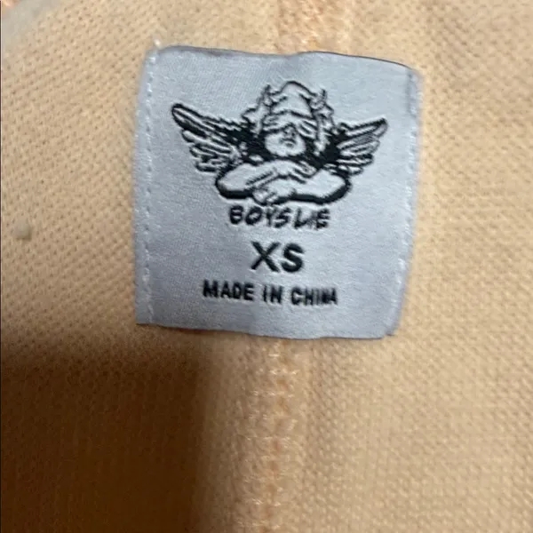 Boys Lie embroidered angel peach cream color pull on jogger sweatpants sz XS - Image 9