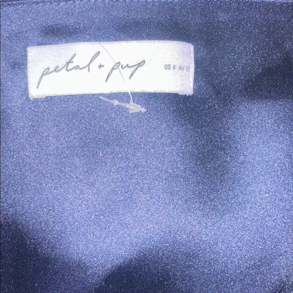 NEW Petal & Pup Nadia One-Shoulder Satin Maxi Navy Dress sz 6 - Image 6