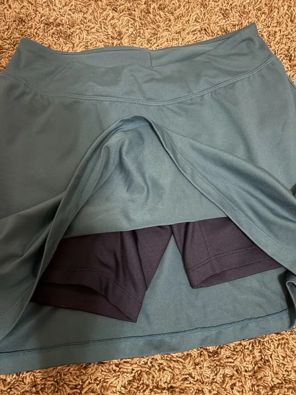 Title Nine Athletic Skort Small Teal Green Black Undershorts Elastic Waist - Image 2