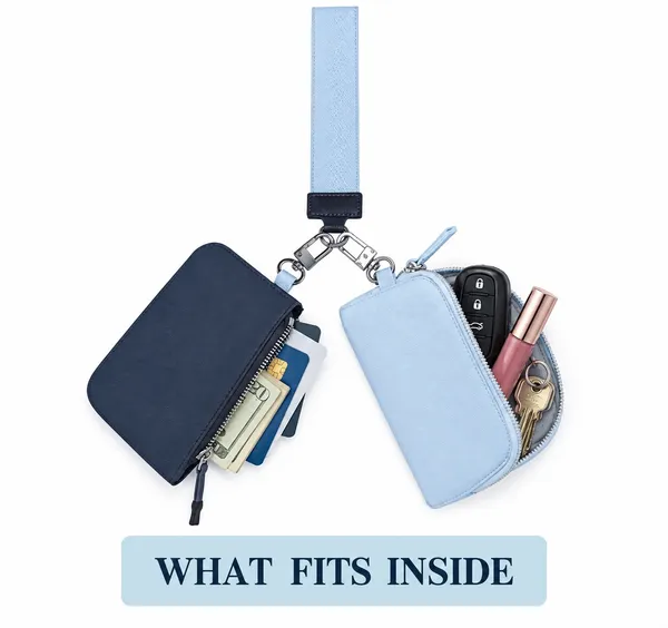 Navy Blue Wristlet Wallet & Light Blue Coin Pouch Set - Image 3