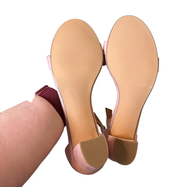 IDIFU‎ Cookie-MI 3" Block Heel Sandals Pink Suede Open Toe Women US 9.5 Formal - Image 8