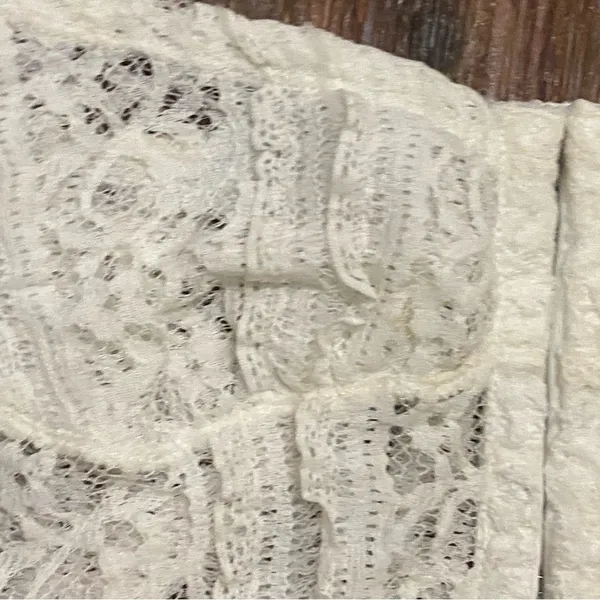 Tic Toc Womens Sheer White Lace Crop Tank Top S 32” Coquette Hook & Eye Front - Image 2